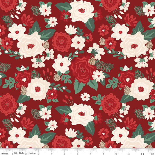 Evergreen Wishes Main Red by Traci Reed for Riley Blake Fabrics C17810-RED, 1/2 yard increments