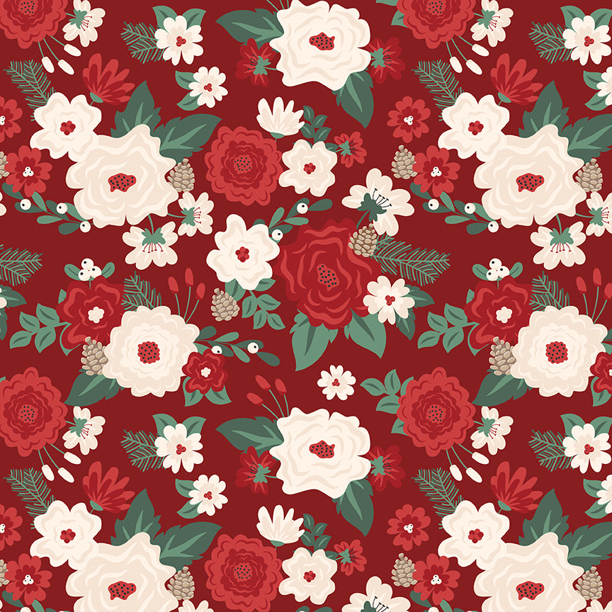 Evergreen Wishes Main Red by Traci Reed for Riley Blake Fabrics C17810-RED, 1/2 yard increments