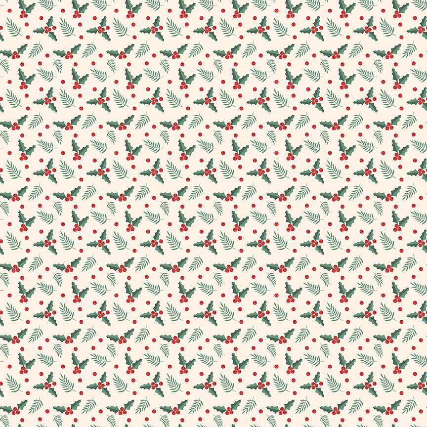 Evergreen Wishes Holly Berries Cream by Traci Reed for Riley Blake Fabrics C17814-CREAM, 1/2 yard increments
