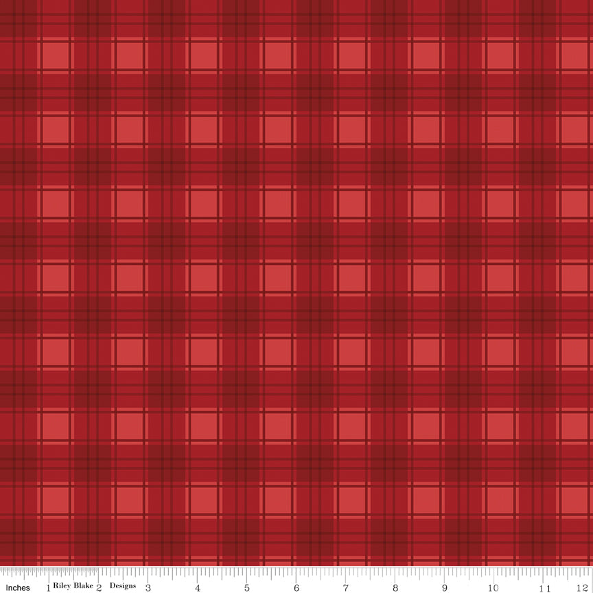 Evergreen Wishes Plaid Red by Traci Reed for Riley Blake Fabrics C17815-RED, 1/2 yard increments
