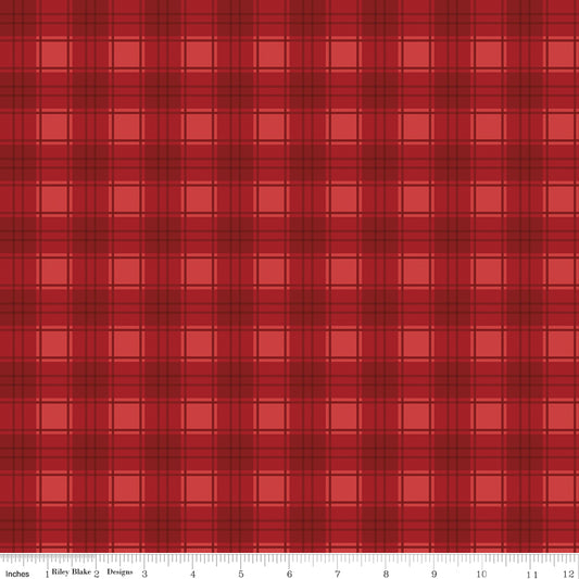Evergreen Wishes Plaid Red by Traci Reed for Riley Blake Fabrics C17815-RED, 1/2 yard increments