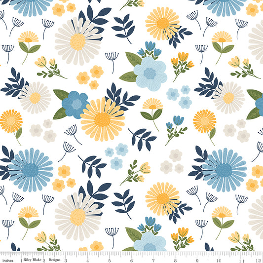 Sunshine & Dandelions Main Cloud by Traci Reed for Riley Blake Fabrics C17920-CLOUD, 1/2 yard increments
