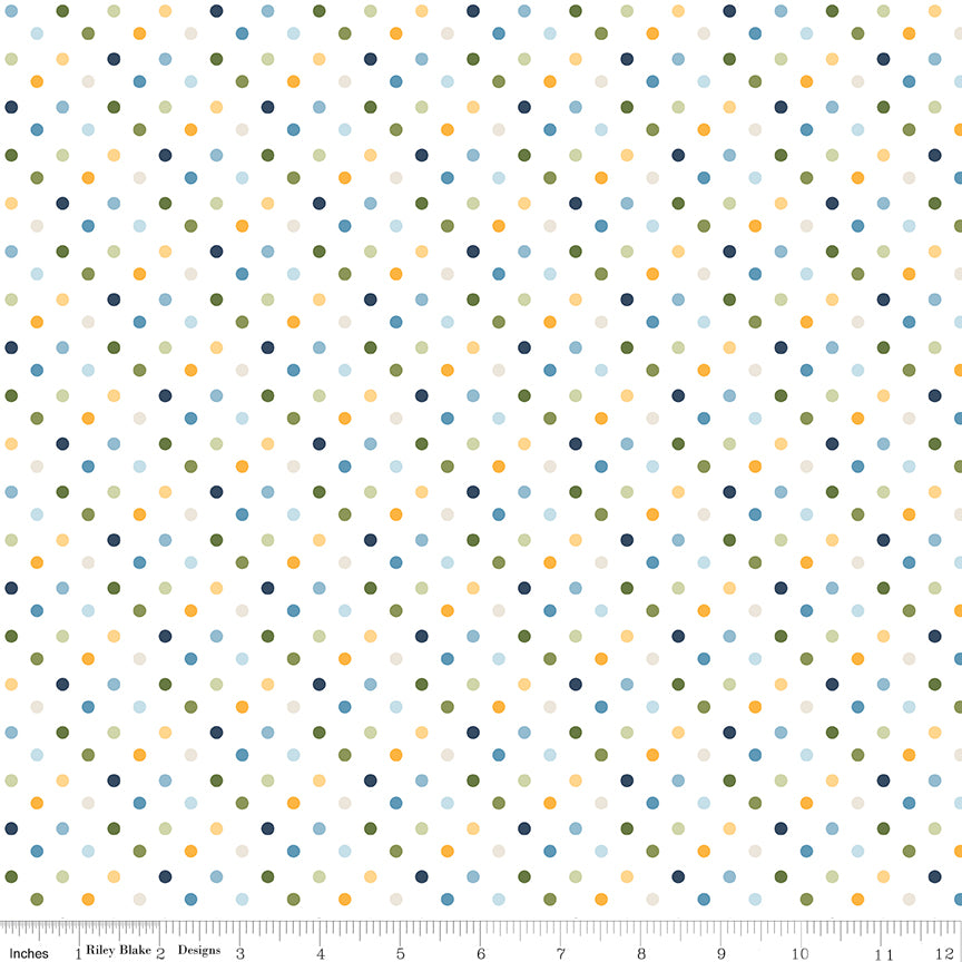 Sunshine & Dandelions Dots Cloud by Traci Reed for Riley Blake Fabrics C17925-CLOUD, 1/2 yard increments
