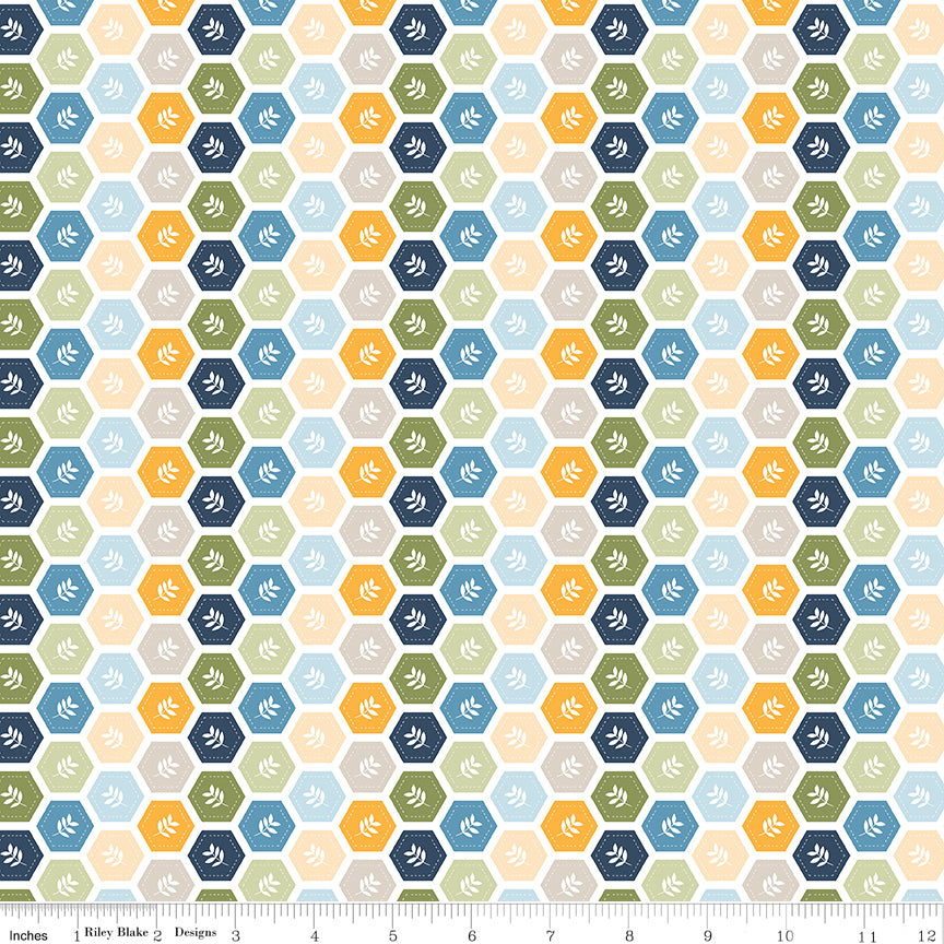 Sunshine & Dandelions Hexies Multi by Traci Reed for Riley Blake Fabrics C17926-MULTI, 1/2 yard increments