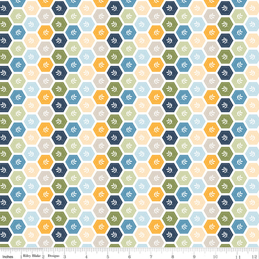 Sunshine & Dandelions Hexies Multi by Traci Reed for Riley Blake Fabrics C17926-MULTI, 1/2 yard increments