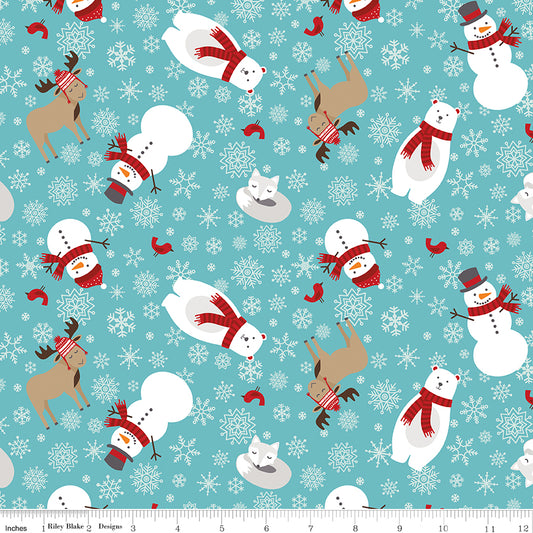 A Perfect Winter Main Blue by Lori Whitlock for Riley Blake Designs, C17990-BLUE, 1/2 yard increments
