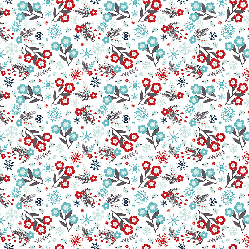 A Perfect Winter Flowers White by Lori Whitlock for Riley Blake Designs, C17991-WHITE, 1/2 yard increments