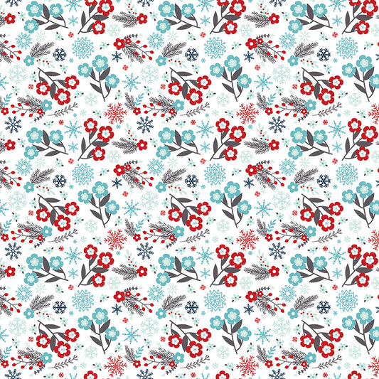 A Perfect Winter Flowers White by Lori Whitlock for Riley Blake Designs, C17991-WHITE, 1/2 yard increments
