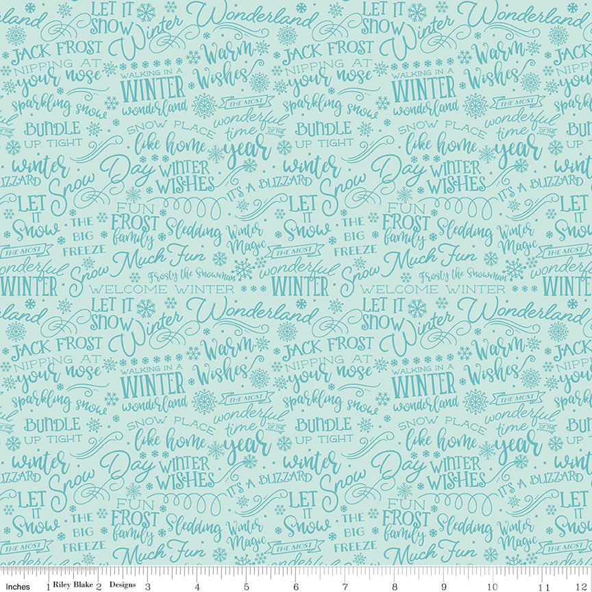 A Perfect Winter Text Powder by Lori Whitlock for Riley Blake Designs, C17993-POWDER, 1/2 yard increments