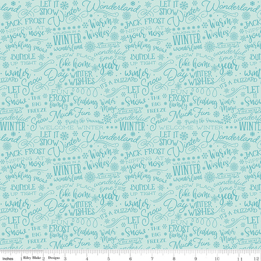 A Perfect Winter Text Powder by Lori Whitlock for Riley Blake Designs, C17993-POWDER, 1/2 yard increments