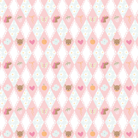 Little Posies Diamonds Pink by Cayla Naylor of Riley Blake Designs C18321-PINK, 1/2 yard increments
