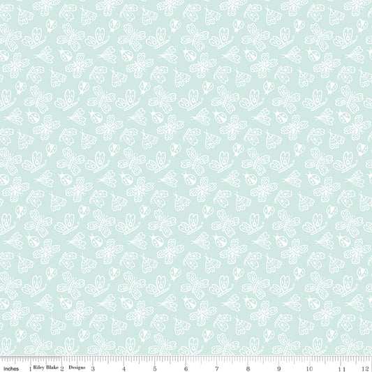 Little Posies Butterflies Aqua by Cayla Naylor of Riley Blake Designs C18323-AQUA, 1/2 yard increments