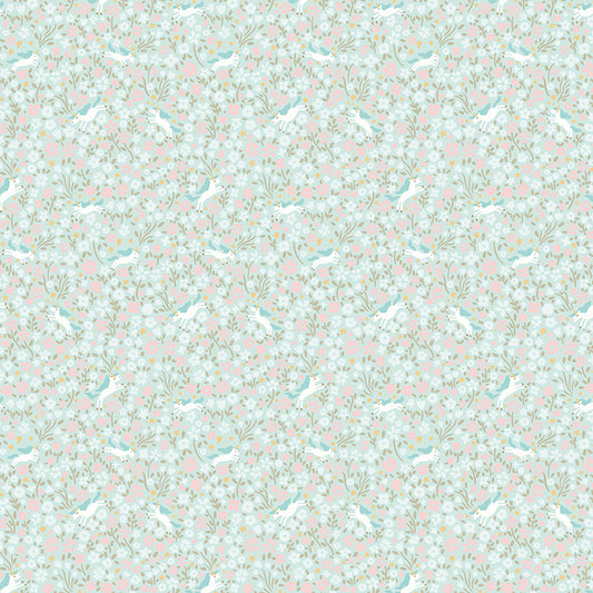 Little Posies Unicorns Aqua by Cayla Naylor of Riley Blake Designs C18325-AQUA, 1/2 yard increments