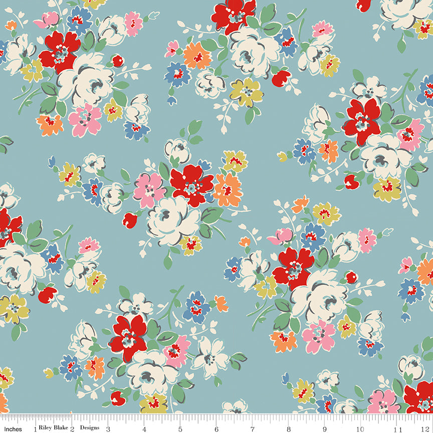 Cath Kidston Signature Collection by Cath Kidston of Riley Blake Designs C18370-BLUE, 1/2 yard increments
