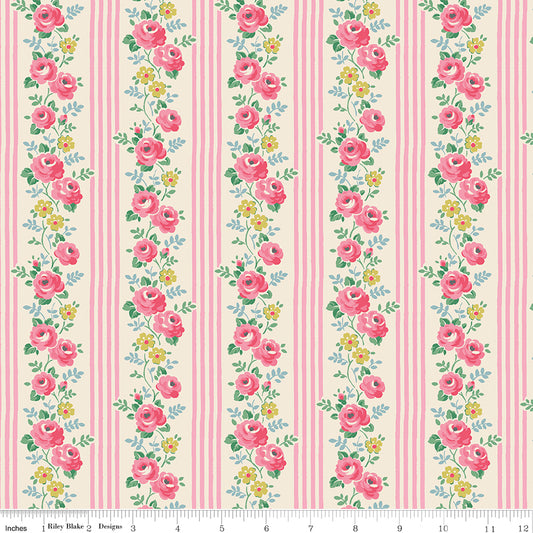Cath Kidston Signature Collection Stripe Pink by Cath Kidston of Riley Blake Designs C18372-PINK, 1/2 yard increments