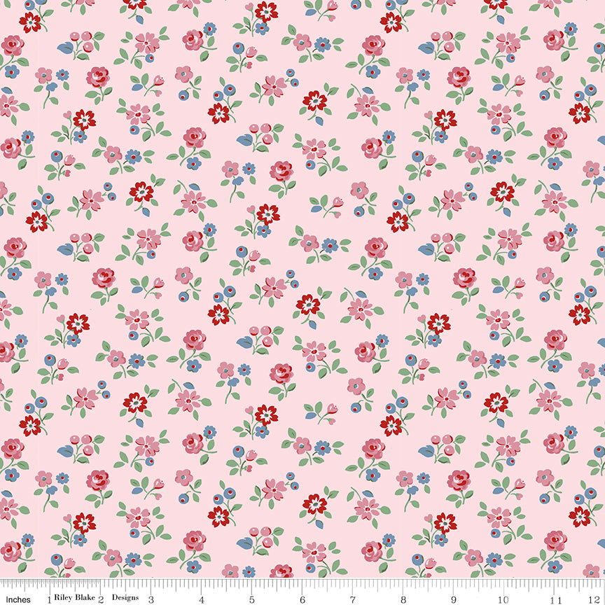 Cath Kidston Signature Collection by Cath Kidston of Riley Blake Designs C18373-PINK, 1/2 yard increments