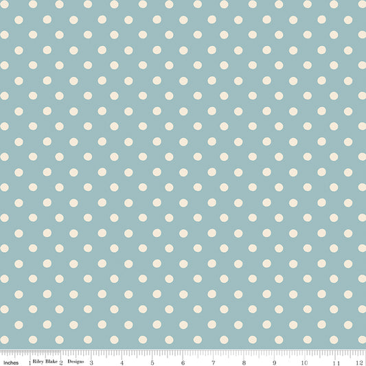 Cath Kidston Signature Collection Button Spot Blue by Cath Kidston of Riley Blake Designs C18374-BLUE, 1/2 yard increments