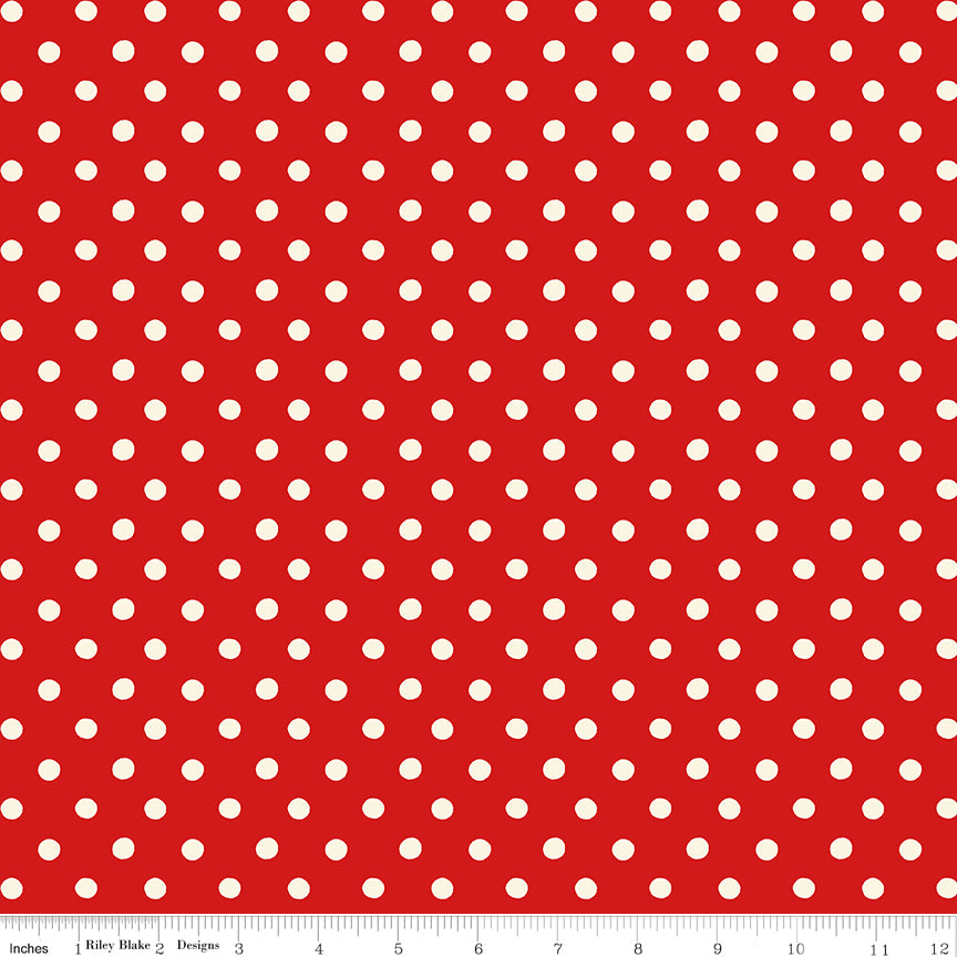 Cath Kidston Signature Collection by Cath Kidston of Riley Blake Designs C18374-RED, 1/2 yard increments