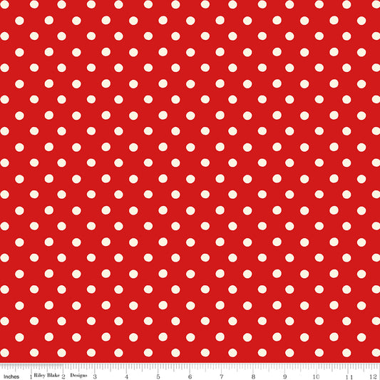 Cath Kidston Signature Collection Button Spot Red by Cath Kidston of Riley Blake Designs C18374-RED, 1/2 yard increments