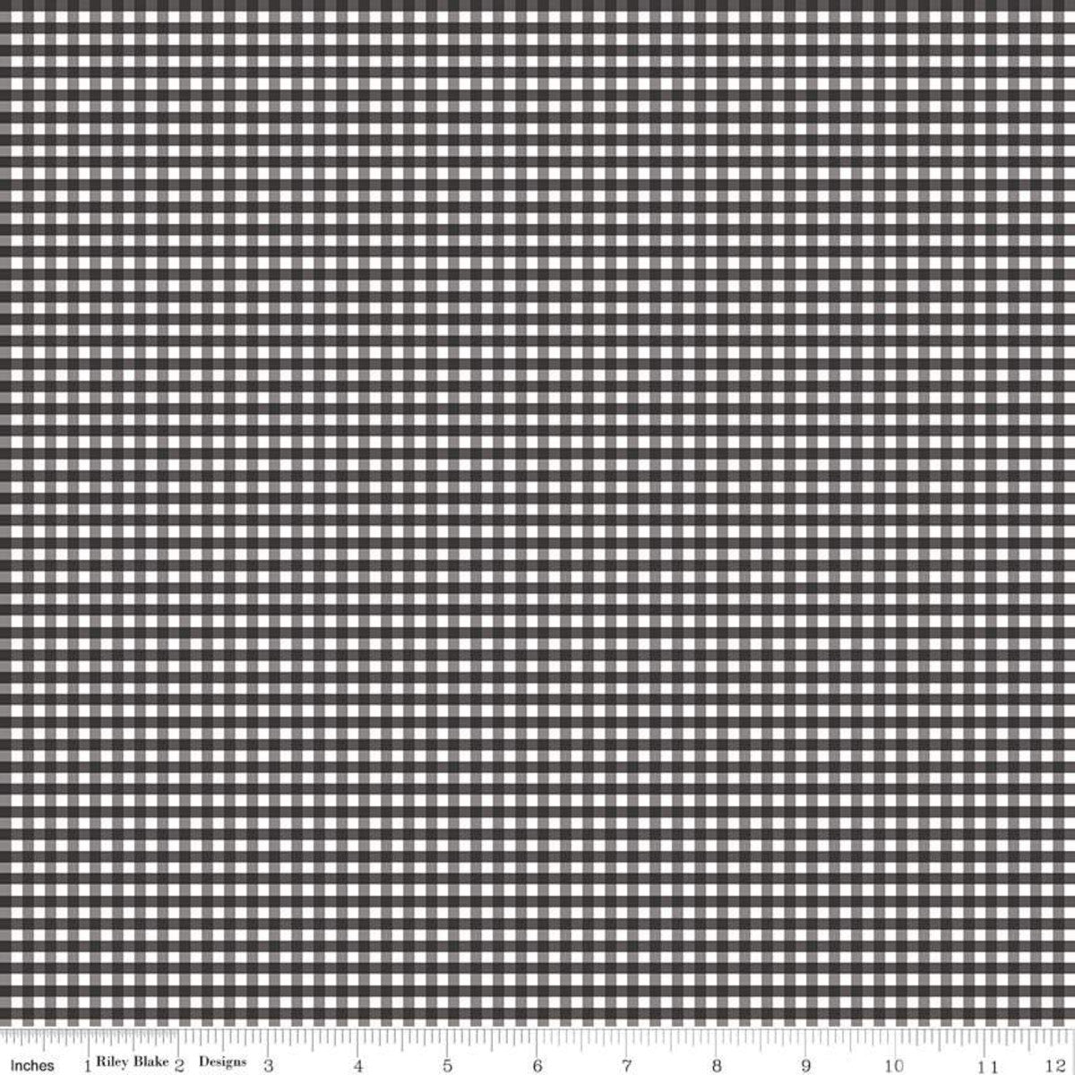 Riley Blake Fabric - 1/8" Gingham Black C440-110 BLACK