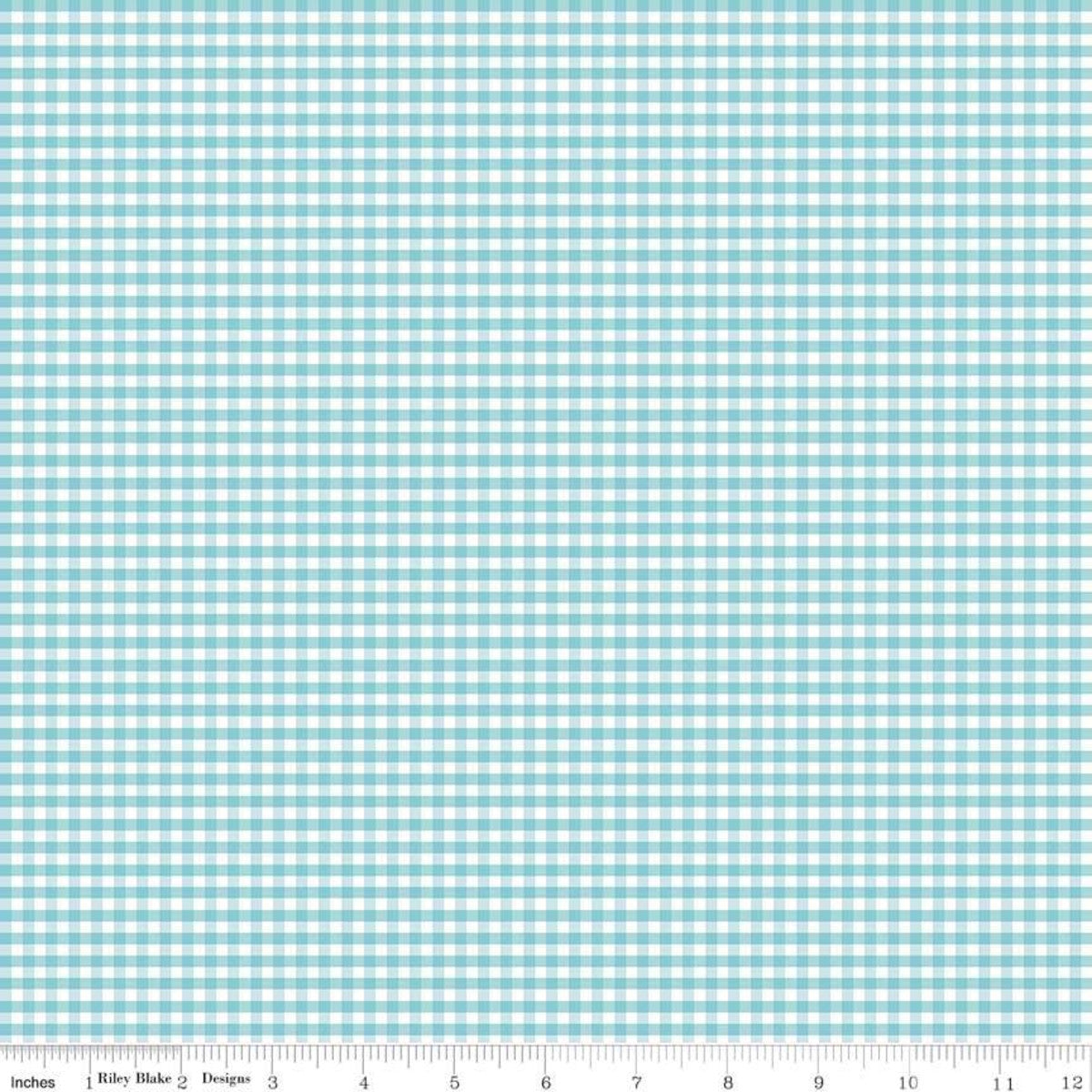 Riley Blake Fabric - 1/8" Gingham Aqua C440-20 AQUA