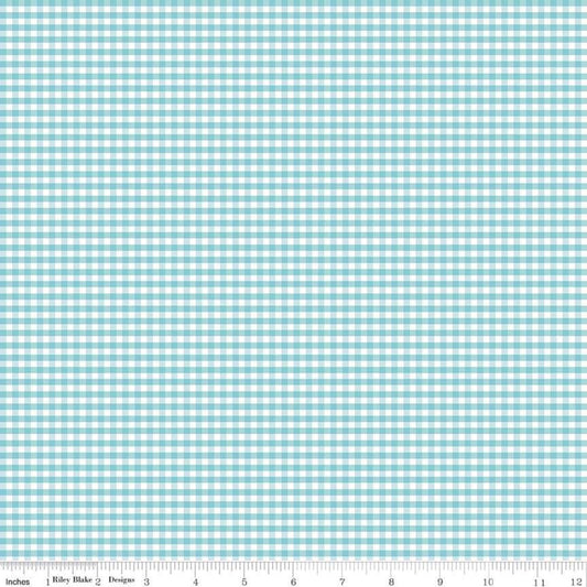 Riley Blake Fabric - 1/8" Gingham Aqua C440-20 AQUA