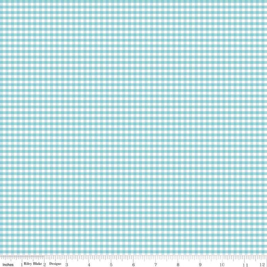 Riley Blake Fabric - 1/8" Gingham Aqua C440-20 AQUA