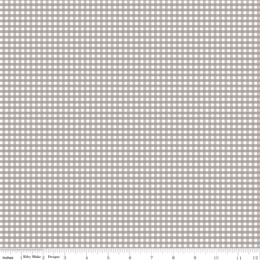 1/8" Small Gingham Gray by Riley Blake, C440-GRAY, 1/2 yard increments