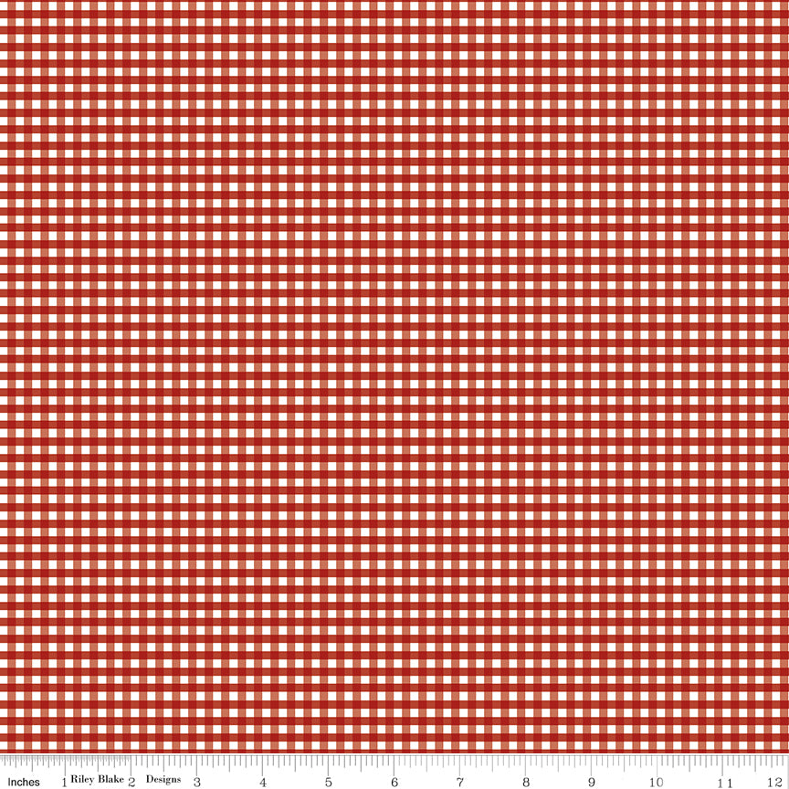 1/8" Gingham Barn Red by Riley Blake, C440-BARNRED, 1/2 yard increments