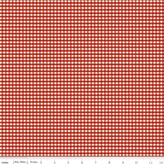 1/8" Gingham Barn Red by Riley Blake, C440-BARNRED, 1/2 yard increments
