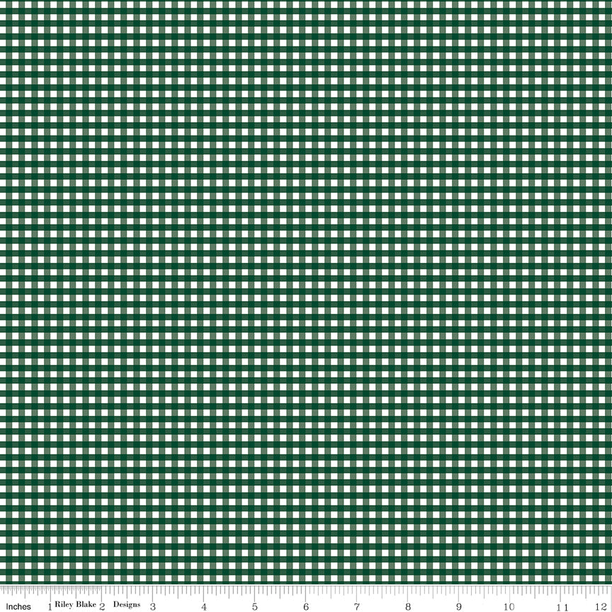 1/8" Gingham Christmas Green by Riley Blake, C440-CHRISTMAS, 1/2 yard increments