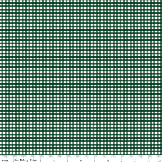 1/8" Gingham Christmas Green by Riley Blake, C440-CHRISTMAS, 1/2 yard increments