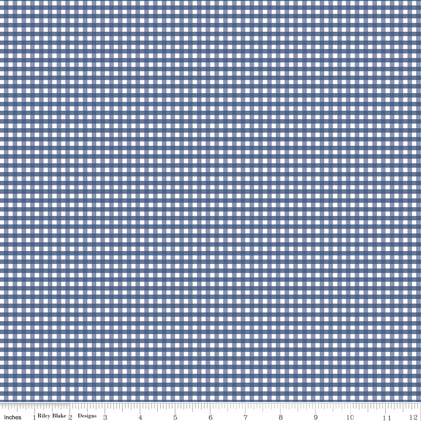 1/8" Gingham Denim by Riley Blake, C440-DENIM, 1/2 yard increments
