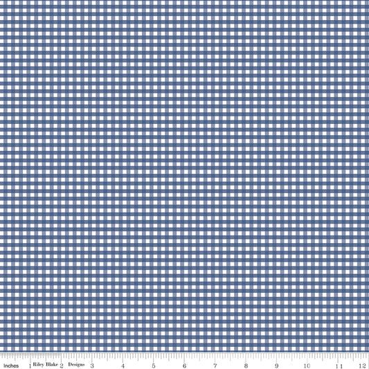 1/8" Gingham Denim by Riley Blake, C440-DENIM, 1/2 yard increments