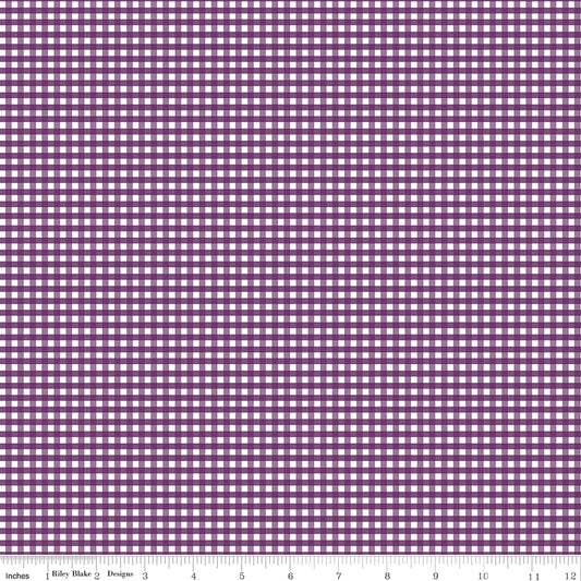 Riley Blake Fabric - 1/8" Gingham Eggplant C440-EGGPLANT, 1/2 yard increments