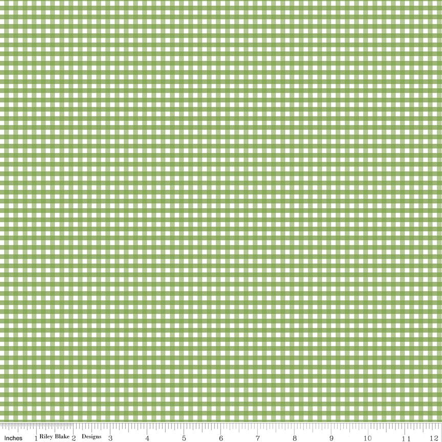 1/8" Gingham Green by Riley Blake, C440-GREEN, 1/2 yard increments