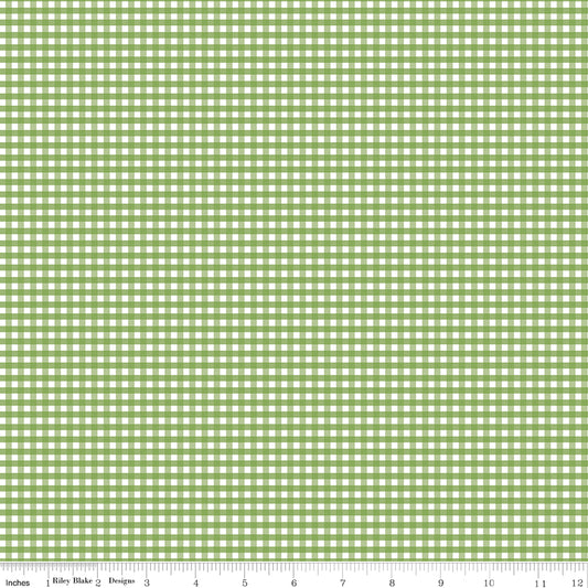 1/8" Gingham Green by Riley Blake, C440-GREEN, 1/2 yard increments