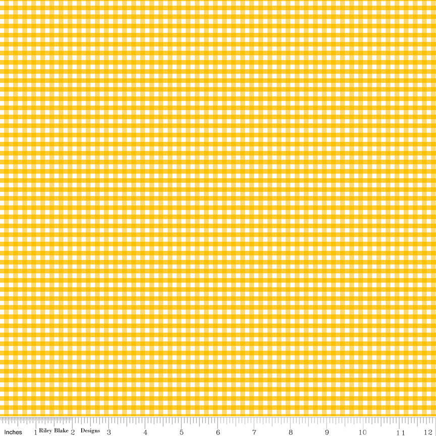 Riley Blake Fabric - 1/8" Gingham Mustard C440-MUSTARD, 1/2 yard increments
