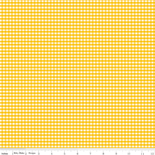 Riley Blake Fabric - 1/8" Gingham Mustard C440-MUSTARD, 1/2 yard increments