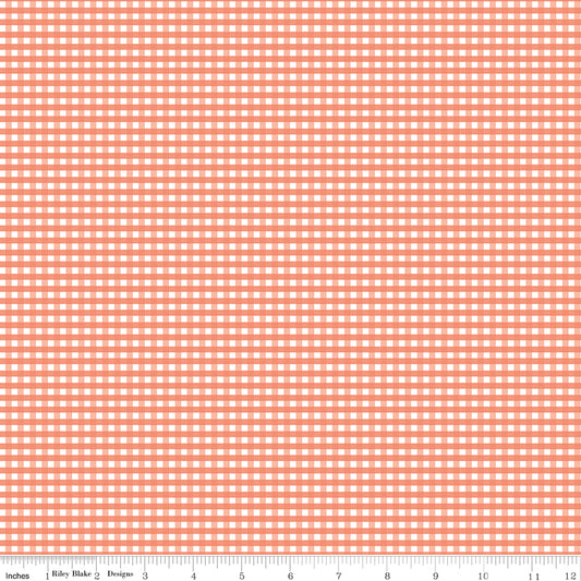 Riley Blake Fabric - 1/8" Gingham Salmon C440-SALMON, 1/2 yard increments