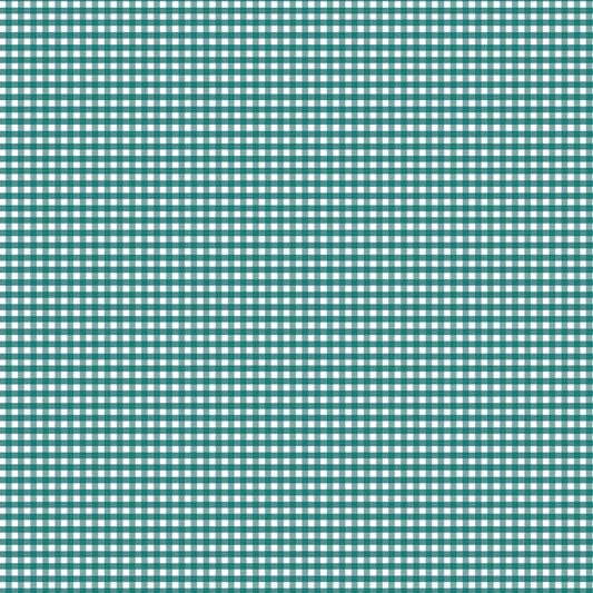 Riley Blake Fabric - 1/8" Gingham Teal C440-TEAL, 1/2 yard increments