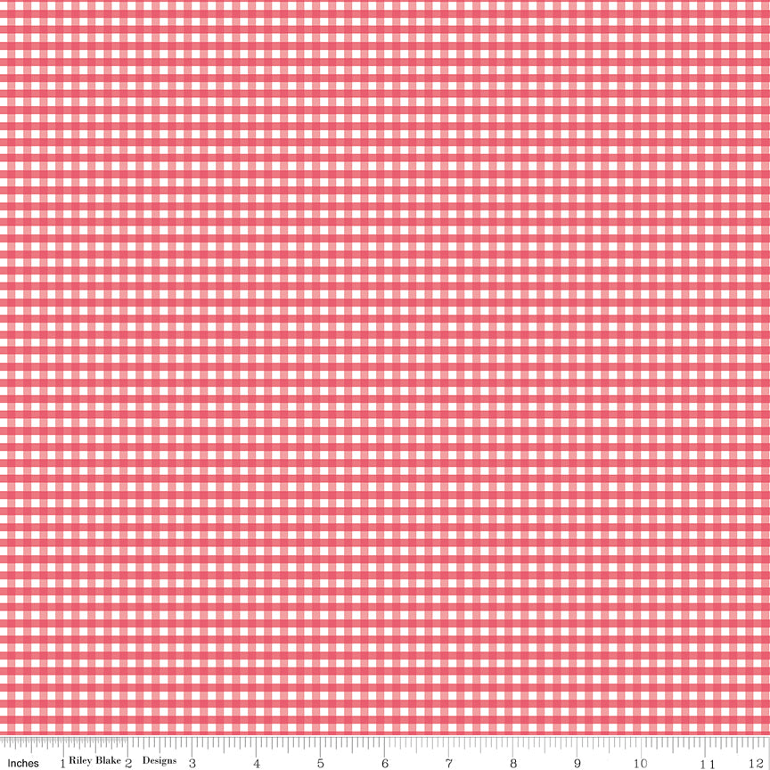 Riley Blake Fabric - 1/8" Gingham Tea Rose C440-TEAROSE, 1/2 yard increments