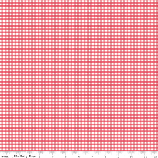 Riley Blake Fabric - 1/8" Gingham Tea Rose C440-TEAROSE, 1/2 yard increments