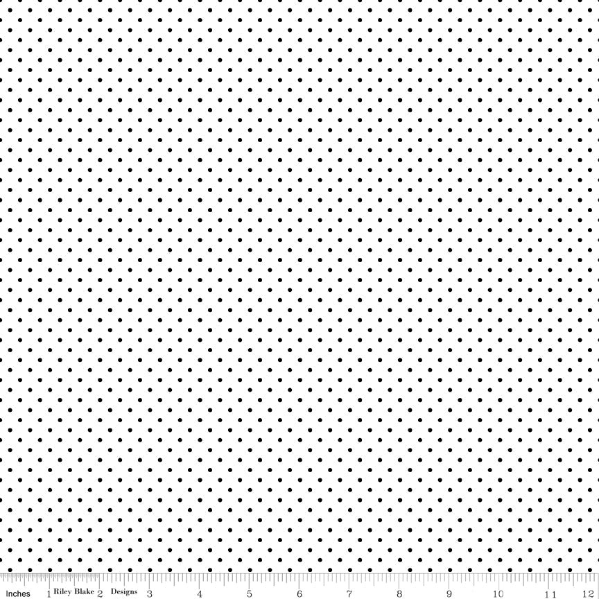 Swiss Dot Black On White Fabric by Riley Blake Designs, C660-110 BLACK, 1/2 yard increments
