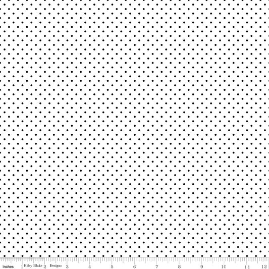 Swiss Dot Black On White Fabric by Riley Blake Designs, C660-110 BLACK, 1/2 yard increments