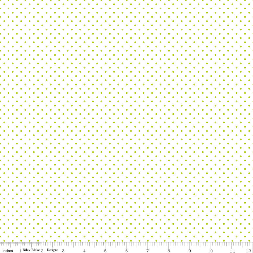 Swiss Dot Lime On White Fabric by Riley Blake Designs, C660-32 LIME, 1/2 yard increments