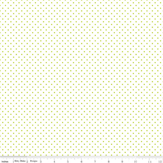 Swiss Dot Lime On White Fabric by Riley Blake Designs, C660-32 LIME, 1/2 yard increments