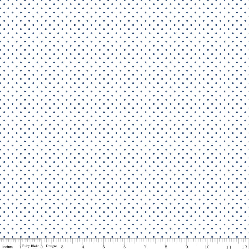 Swiss Dot on White Denim by Riley Blake Designs, C660-DENIM, 1/2 yard increments