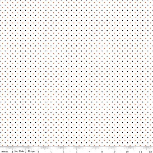 Swiss Dot Halloween On White Fabric by Riley Blake Designs, C660-HALLOWEEN, 1/2 yard increments
