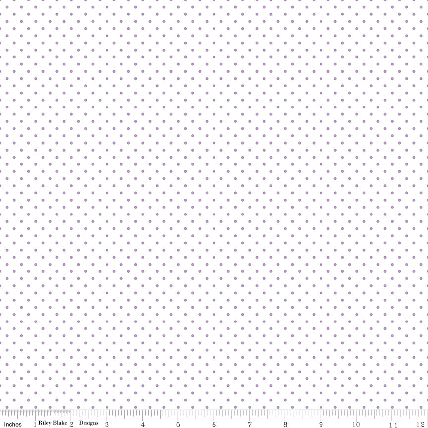 Swiss Dot Lavender on White Fabric by Riley Blake Designs, C660-LAVENDER, 1/2 yard increments